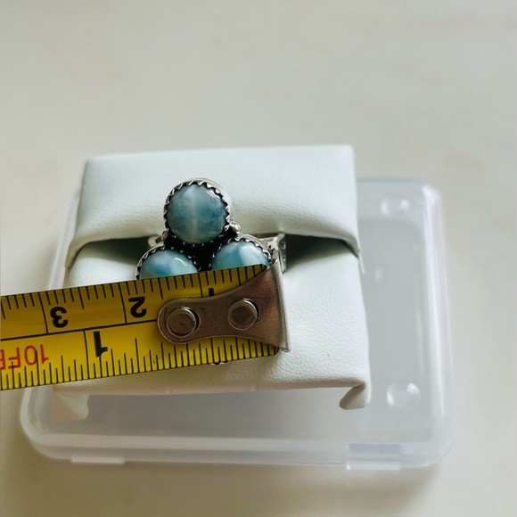 Larimar Adjustable Statement Ring in 925 Sterling Silver - Picture 6 of 9